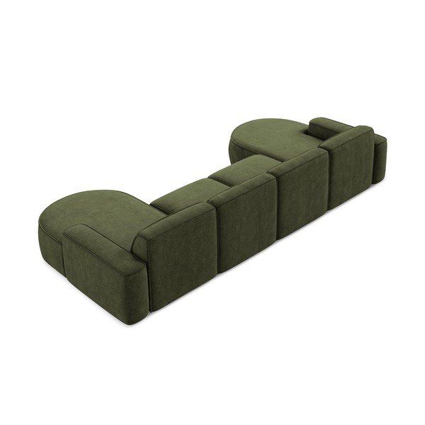 Zöld zsenília sarokkanapé  (U alakú) Omao – Makamii-image-3