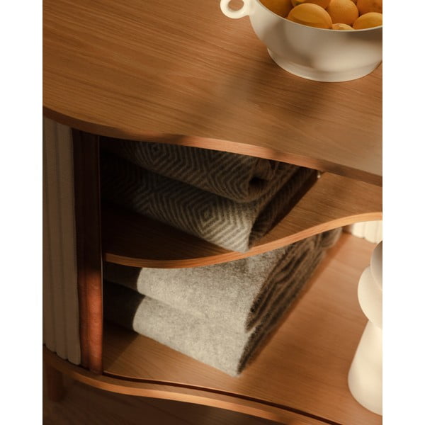 Bézs-natúr színű alacsony komód tölgyfa dekorral, tolóajtóval 100x67 cm Audacious – UMAGE-image-4