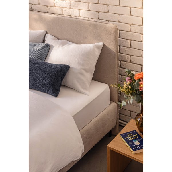 Bézs kárpitozott franciaágy ágyráccsal 160x200 cm Noira Slim – Bonami Selection-image-3