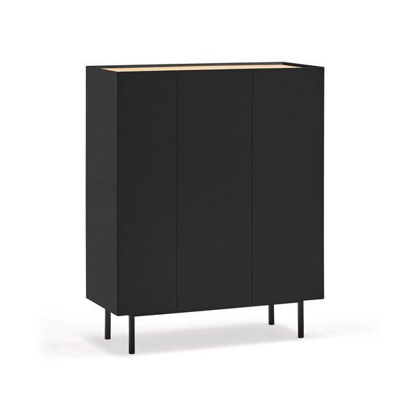 Fekete magas komód tölgyfa dekorral 95x120 cm Arista – Teulat-image-4
