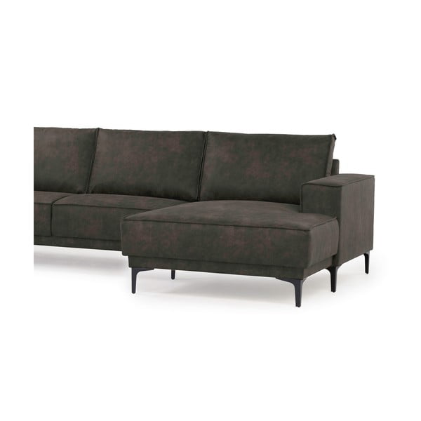 Antracitszürke bőrutánzat sarokkanapé (jobb oldali) Copenhagen – Scandic-image-4