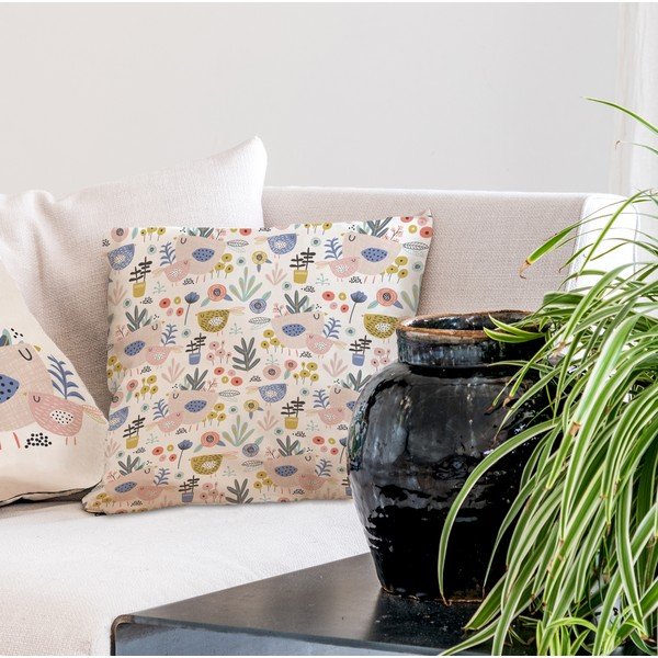 Bird Family pamut párna, 45 x 45 cm - Butter Kings-image-1