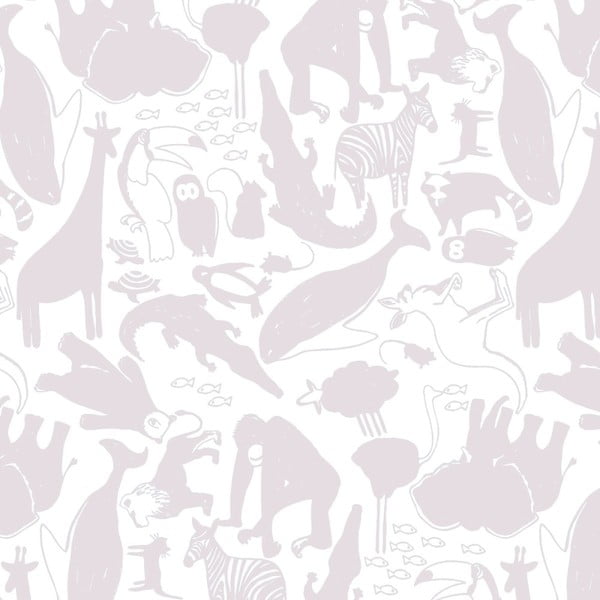 Animals világos-lila gyerekszoba tapéta, 48 x 1000 cm - Art for Kids