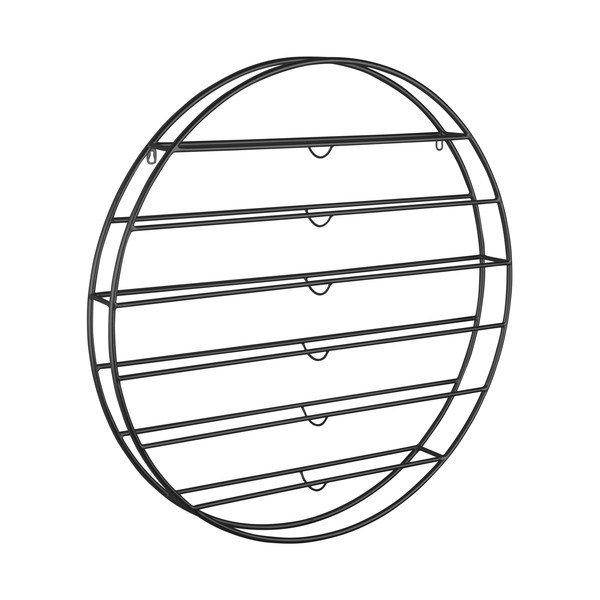 Fekete fali fém bortartó polcos állvány, palackok száma 12 80x80x9 cm Redondo – PT LIVING-image-3