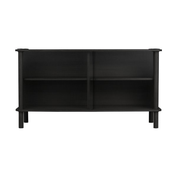 Fekete tölgyfa tálalószekrény tolóajtóval 135x73,5x48 cm Italic – UMAGE