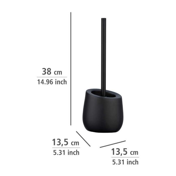 Matt fekete kerámia WC-kefe Badi – Wenko-image-3