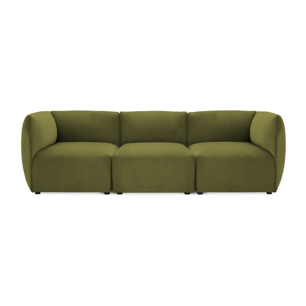 Velvet Cube olíva zöld 3 személyes moduláris kanapé - Vivonita