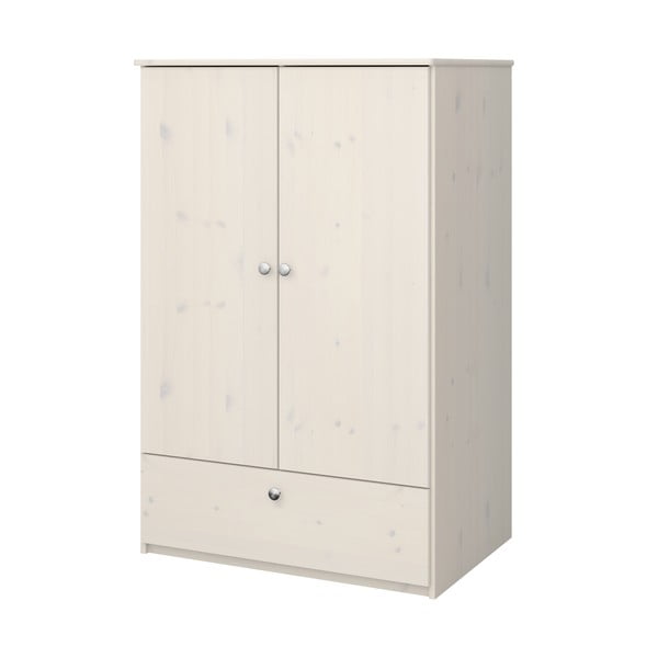 Fehér tömör borovi fenyő gyerek ruhásszekrény 80x123 cm Memphis - Tvilum-image-1