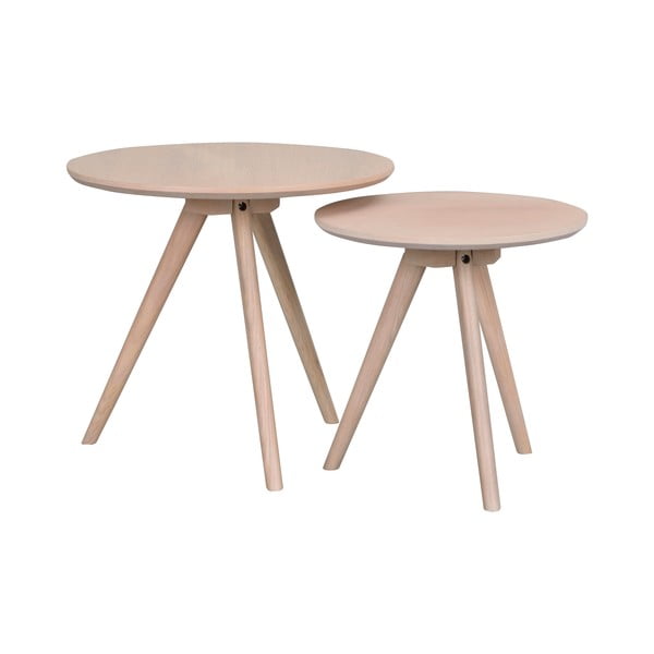 Tölgyfa kerek tárolóasztal szett 2 db-os ø 50 cm Yumi – Rowico-image-2