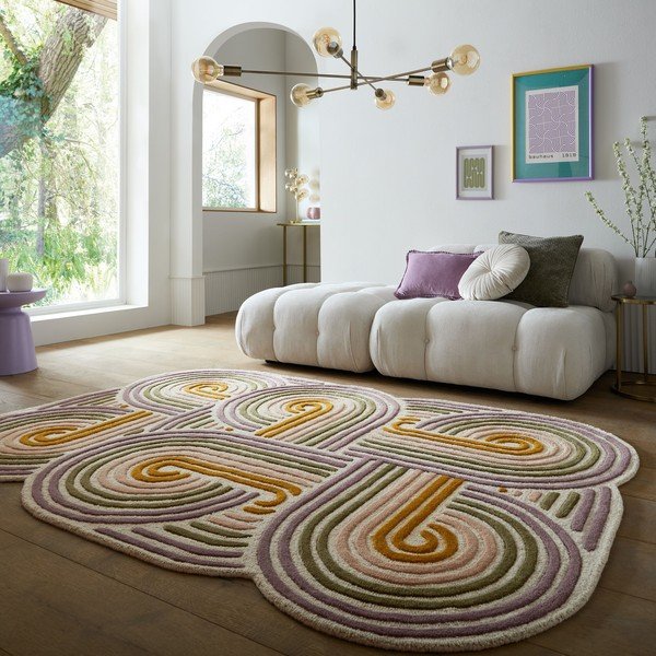 Zöld kézi szövésű gyapjú szőnyeg 140x200 cm Spiral Shaped  – Flair Rugs-image-1
