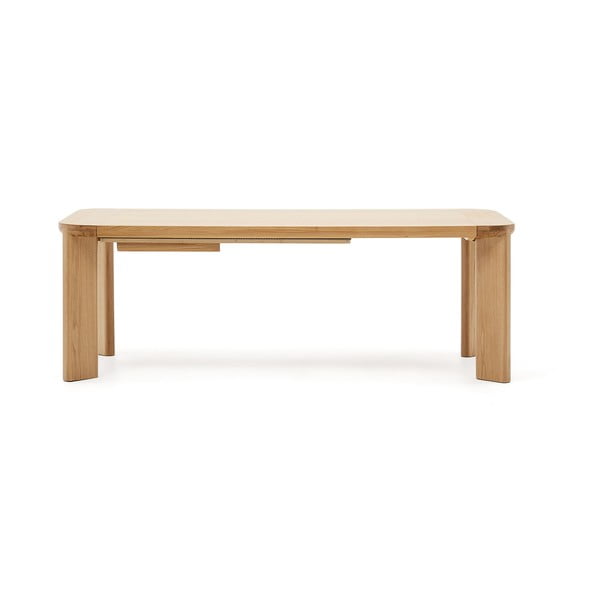 Natúr színű bővíthető étkezőasztal tölgyfa dekoros asztallappal 100x200 cm Jondal – Kave Home-image-4