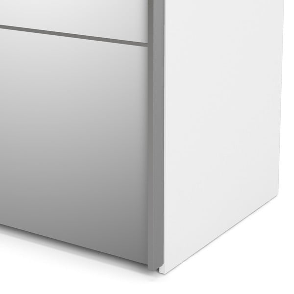 Verona fehér ruhásszekrény tükörrel és tolóajtókkal, 182 x 202 cm - Tvilum-image-1