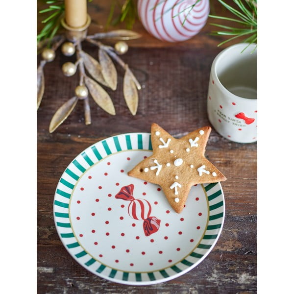 Fehér agyagkerámia desszertes tányér karácsonyi mintával ø 16 cm Yule – Bloomingville-image-1