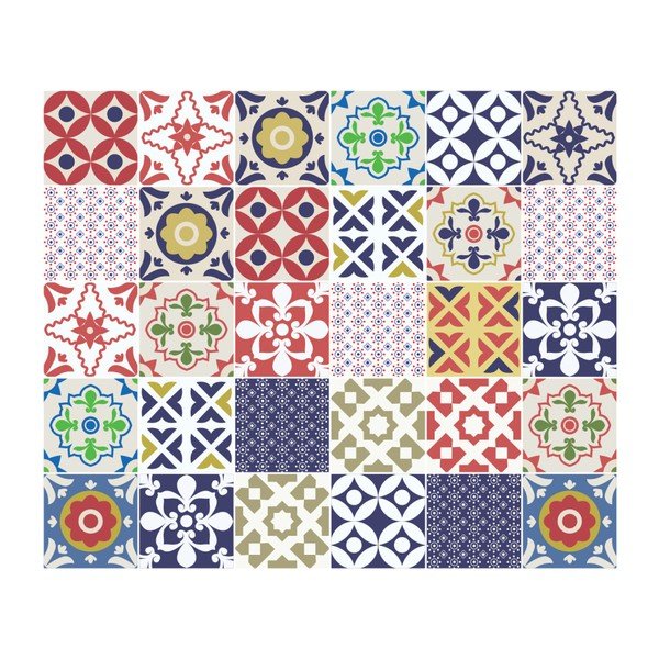 Wall Stickers Cement Tiles Azulejos Vinito 30 db-os falmatrica szett, 15 x 15 cm - Ambiance-image-2