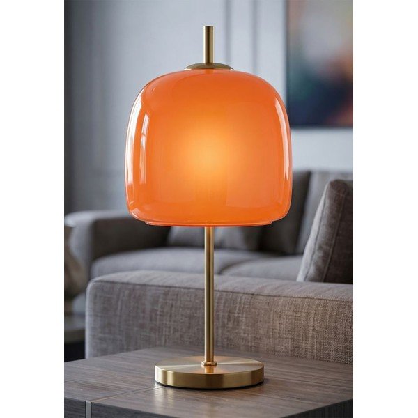 Narancssárga-aranyszínű fém asztali lámpa üveg búrával (magasság 53 cm) Oldy – Mauro Ferretti-image-1