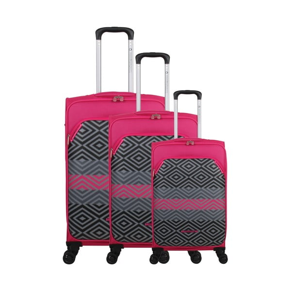 Peruana 3 db bíbor színű gurulós bőrönd - Lulucastagnette