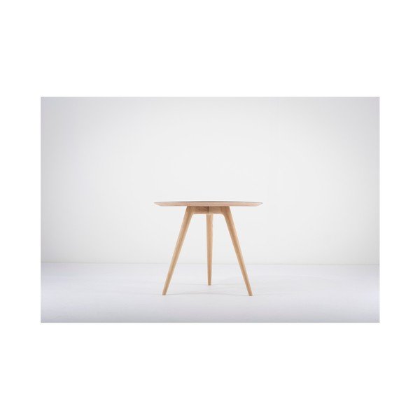 Arp tölgyfa tárolóasztal kék asztallappal, ⌀ 55 cm - Gazzda-image-2