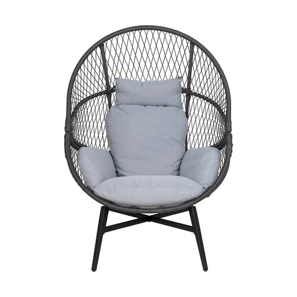Fekete-szürke műrattan kerti fotel Rosario – House Nordic