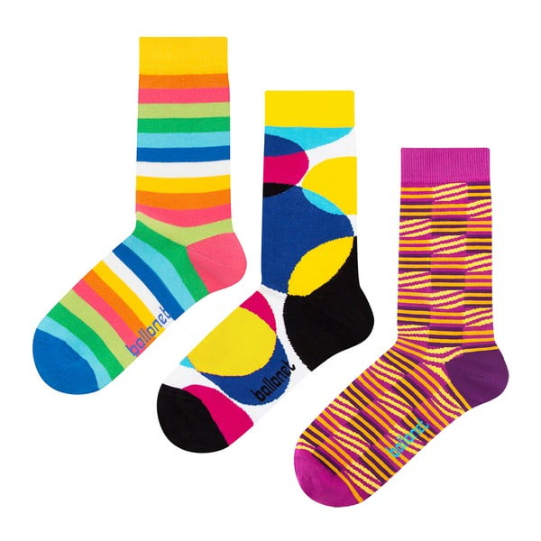 Stripy 3 pár zokni ajándékcsomagolásban, méret 41 - 46 - Ballonet Socks