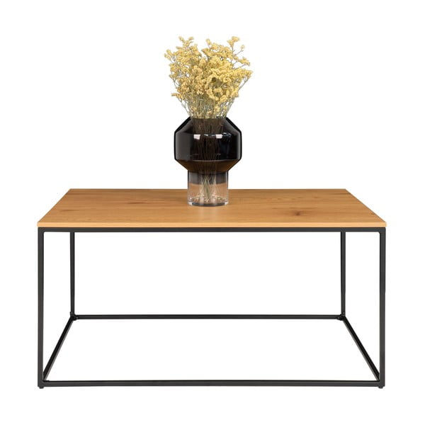 Vita dohányzóasztal fekete acél kerettel és tölgyfa dekoros asztallappal, 90 x 60 cm - House Nordic-image-2