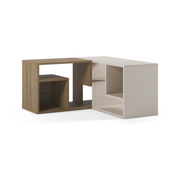 Fehér-natúr színű sarok TV-állvány tölgyfa dekorral 145x45x35 cm Glina – Marckeric