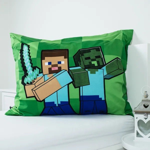 Zöld egyszemélyes mikroszálas gyerek ágyneműhuzat 140x200 cm Minecraft Block Stack – Jerry Fabrics-image-3
