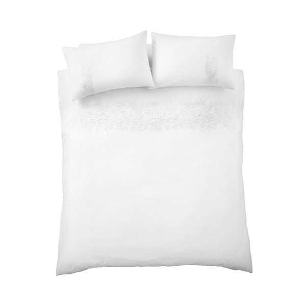 Fehér kétszemélyes pamut ágyneműhuzat 200x200 cm Embroidery Floral – Bianca