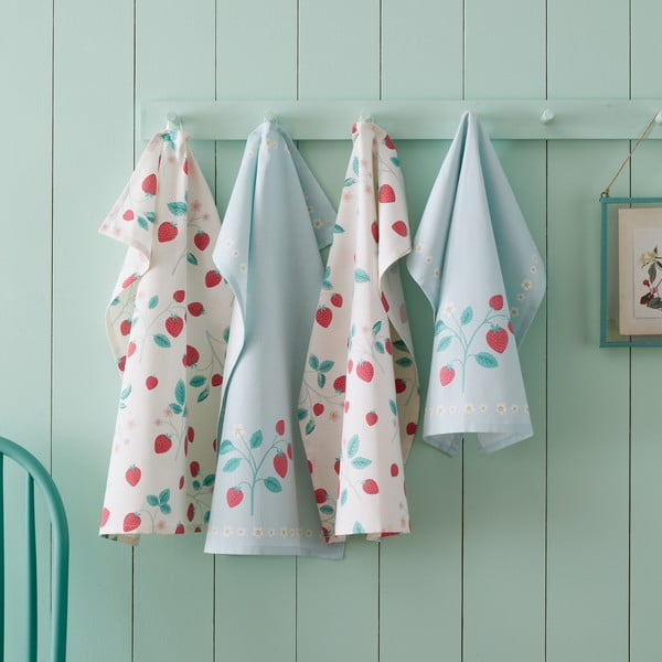 Pamut konyharuha szett 4 db-os 50x70 cm Strawberry Garden – Catherine Lansfield-image-1