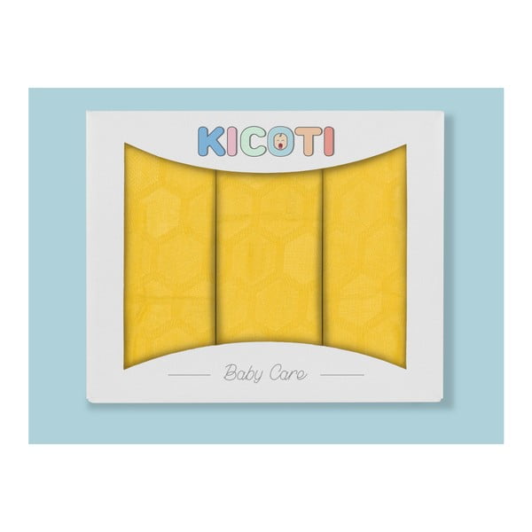 Honeycomb 3 darabos sárga pólyakészlet bambusz viszkózból, 75 x 75 cm - KICOTI