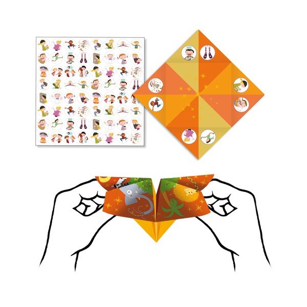 Fortune 8 db origami papír matricákkal - Djeco-image-1