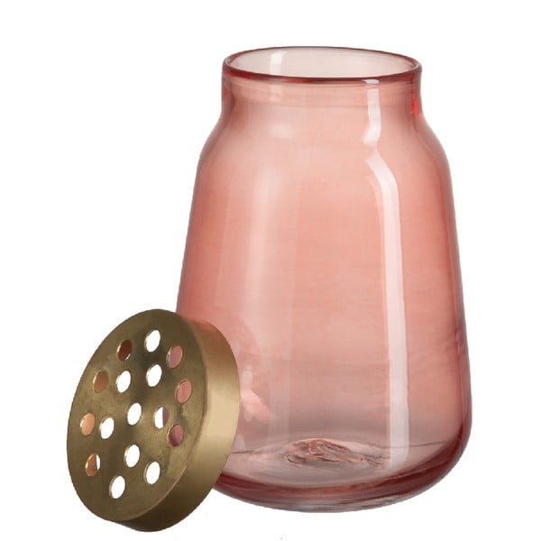Brass rózsaszín üvegváza, 22 cm magas - J-Line