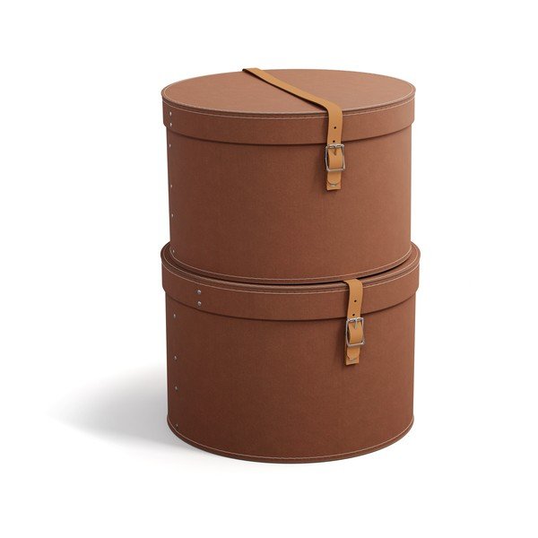 Barna fedeles karton tárolódoboz szett 2 db-os ø 37,5x25 cm Rut Restore Paper Laminate – Bigso-image-2