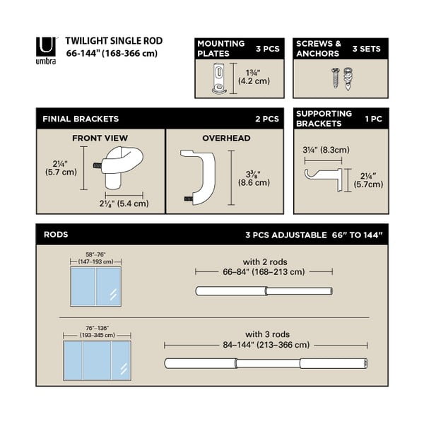 Acél bővíthető függönykarnis 213 - 365 cm Twilight – Umbra-image-4