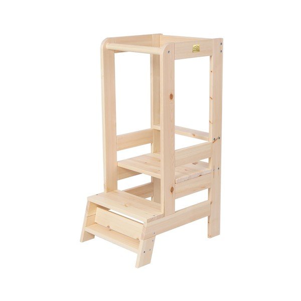 Natúr színű borovi fenyő tanulótorony Montessori – Meowbaby