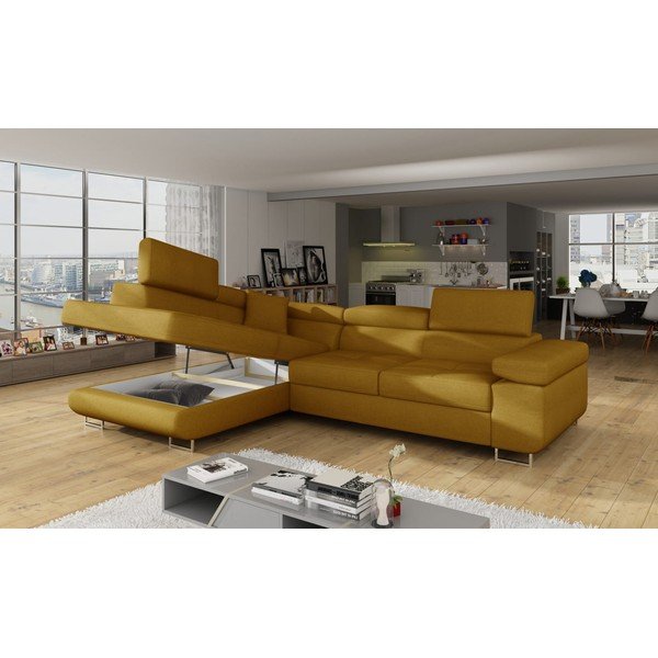 Sárga kinyitható-tárolóhelyes sarokkanapé (bal oldali-L alakú) Anton – ELTAP-image-4