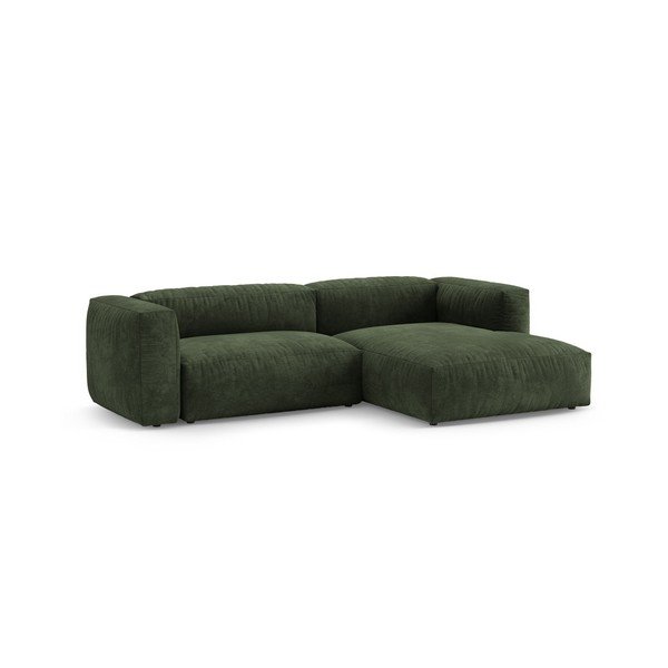 Zöld bársony kinyitható moduláris sarokkanapé (jobb oldali-heverő résszel) – Micadoni -image-3