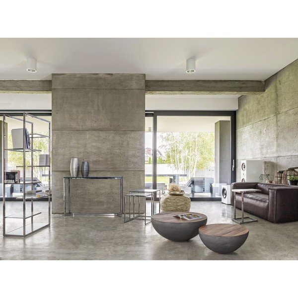 Szürke-natúr színű fém kerek dohányzóasztal ø 90 cm Lancaster – Bizzotto-image-1