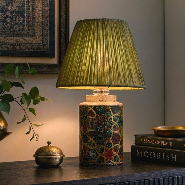 Zöld asztali lámpa papír zsinór búrával (magasság 38 cm) Alev – Opviq lights-image-1
