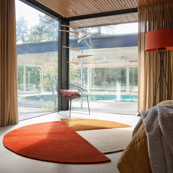 Téglavörös kézi szövésű gyapjú kerek szőnyeg ø 200 cm Mia Segment – Flair Rugs-image-1