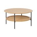 Natúr színű kerek dohányzóasztal tölgyfa dekorral ø 80 cm Pensacola – Unique Furniture