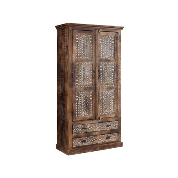 Barna mangófa ruhásszekrény 190x45 cm Maneesh – Støraa-image-1