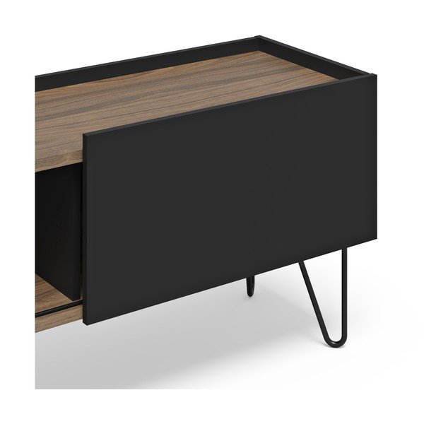 Fekete-barna TV-állvány diófa dekorral 140x59 cm Nina – TemaHome-image-4