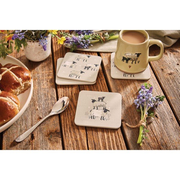 Szürkésbarna parafa poháralátét szett 4 db-os Highland Sheep – Cooksmart ®-image-1