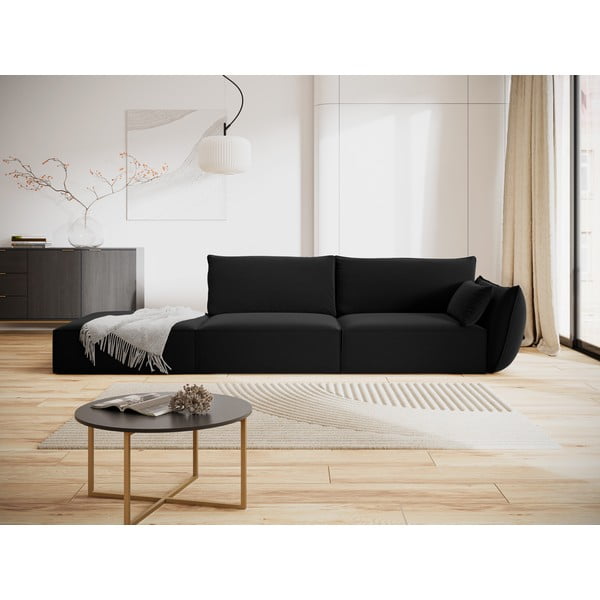 Fekete bársony kanapé, jobb oldali 264 cm Vanda – Mazzini Sofas-image-1