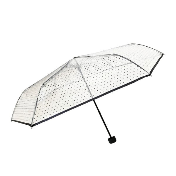 Black Polka Dots átlátszó összecsukható esernyő, ⌀ 97 cm - Ambiance