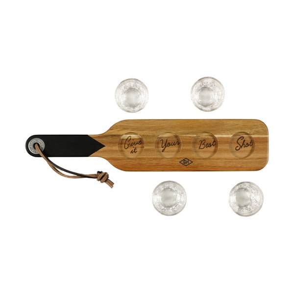 Szervírozó fadeszka 4 röviditalos pohárral - Gentlemen's Hardware-image-2