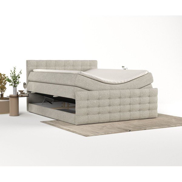 Bézs ágyneműtartós boxspring ágy 180x200 cm Blend – Maison de Rêve-image-2