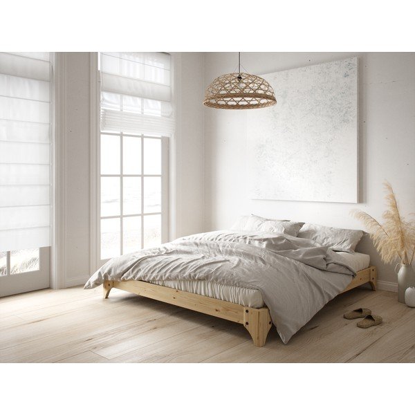 Elan Comfort Mat Black/Natural borovi fenyőfa franciaágy matraccal, 140 x 200 cm - Karup Design-image-1