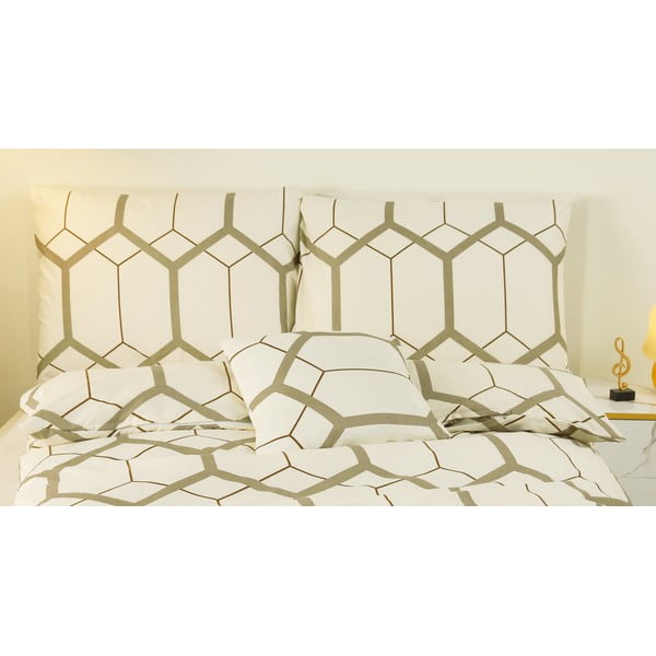 Krémszínű egyszemélyes hatrészes mikroszatén ágyneműhuzat 140x200 cm Carter – My House-image-1