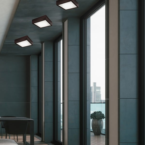 Sötétbarna mennyezeti lámpa üveg búrával 27,5x27,5 cm Quadro – LAMKUR-image-1